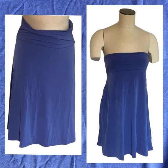 LuLaRoe Azure Skirt Medium BNWT Periwinkle Blue Purple Slinky Strapless Top - Picture 1 of 8